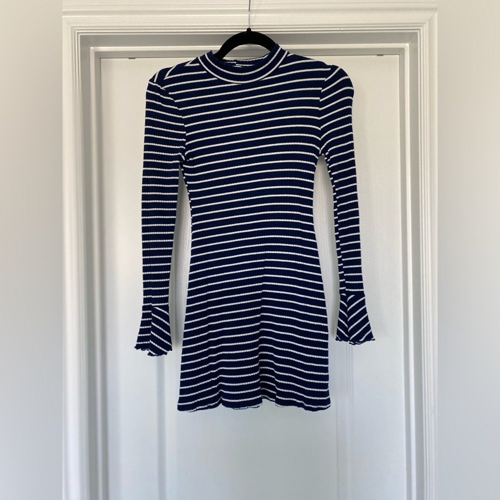 Urban Outfitters blue stripe long sleeve dress